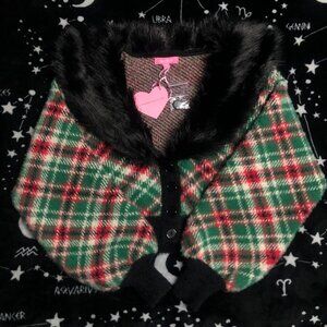 Dolls Kill Green and Red Plaid Cardigan